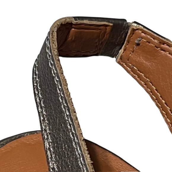LUCKY BRAND Safello Leather d'Orsay Pewter Asymmetric Slingback Sandals  Size 9 - Picture 13 of 15
